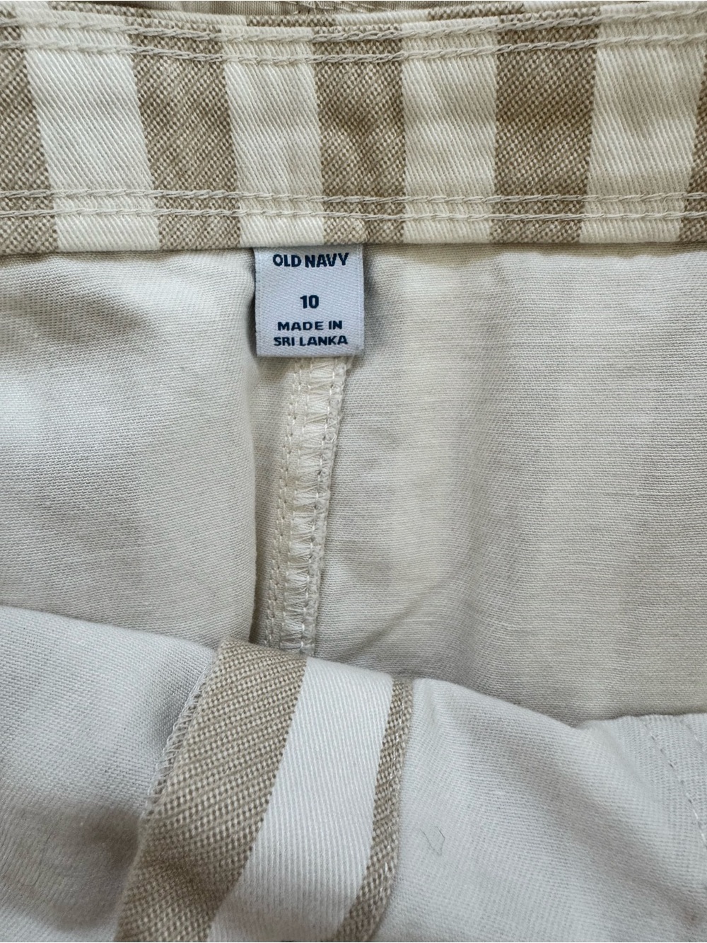 Old Navy Button Front Tan Cream Striped Skirt - Picture 6 of 7